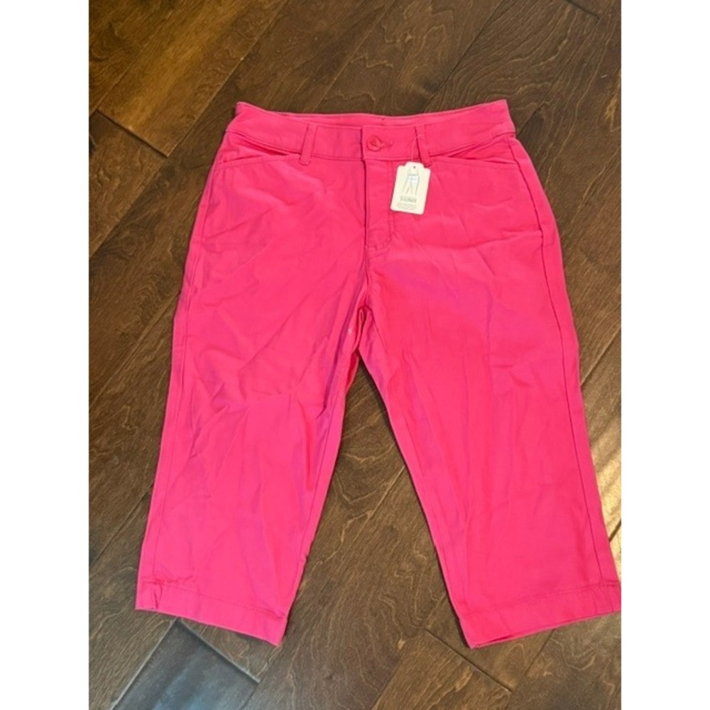St Johns Bay Secretly Slender Capri Pants Hot Pink Womens 6P New